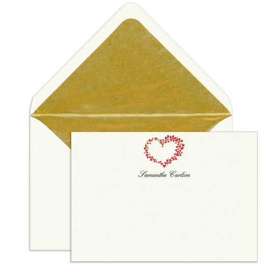 Open Heart Engraved Motif Flat Note Cards